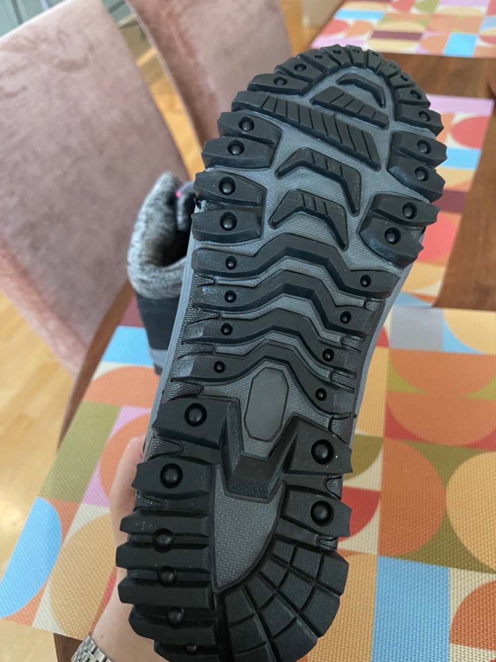 Black + Pink Faux-Fur Lace-Up Hiking Boots - Picture 5 of 10